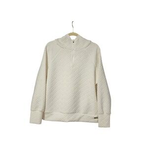 NINE WEST ACTIVE Women's White Quilted Half Zip Pullover Hoodie Large